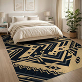 Gold and Silver Modern Geometric Black Gold Area Rug