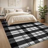 Geometric Modern Black White Buffalo Plaid Area Rug