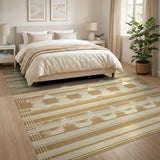 Beige and Neutral Woven Beige Heritage Tribal Woven Area Rug