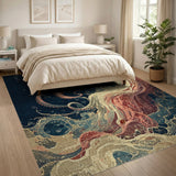 Swirling Octopus Tentacles Blue Teal Area Rug