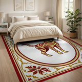 Ornate Framed Tiger-Striped Dog Area Rug
