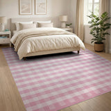 Geometric Modern Pink Gingham Checkered Area Rug