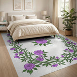 Purple Rose Vine Wreath Area Rug