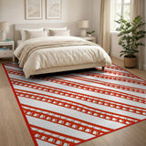Bold Red Diagonal Stripe Area Rug