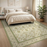 Green Cream Sage Green Floral Persian Area Rug