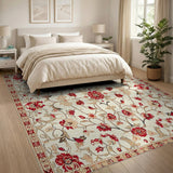 Traditional Persian Red Red Floral Persian Area Rug