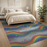 Vibrant Rainbow Waves Area Rug