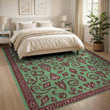 Green Ornate Green Paisley Persian Area Rug