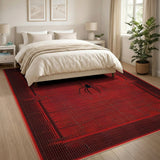 Black Spider Crimson Red Distressed Vintage Area Rug