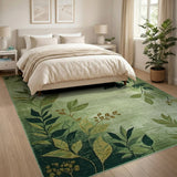 Vintage Green Leaf Berry Area Rug