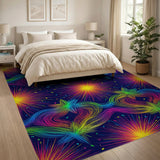 Neon Rainbow Dogs and Stars Kids Area Rug