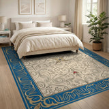 Royal Blue Border Persian Medallion Rug