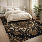 Opulent Gold Mandala Floral Area Rug