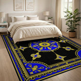 Royal Blue Gold Persian Medallion Rug