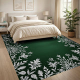 Elegant Green Floral Border Area Rug