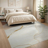 Gold-Veined Neutral Abstract Area Rug