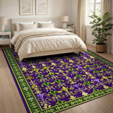 Purple Fleur-de-Lis Medallion Area Rug