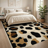 Boho Chic Brown and Tan Leopard Print Cream Area Rug