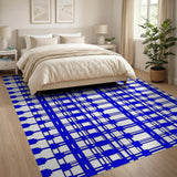 Bold Blue Geometric Plaid Area Rug