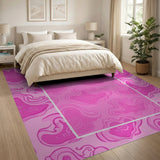 Playful Pink Wavy Abstract Area Rug