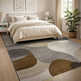 Modern Abstract Beige Grey Geometric Area Rug