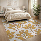 Golden Leaf Star Pattern Area Rug
