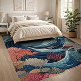 Ocean Waves Sharks Coral Reef Area Rug