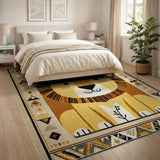 Yellow Adorable Cartoon Lion Kids Area Rug