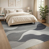 Abstract Grey Wave Peaks Area Rug