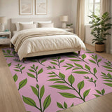 Vibrant Pink Leaf Pattern Area Rug