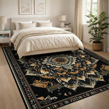 Black Gold Mandala Heritage Tribal Rug