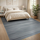 Modern Grey Striped Textured Area Rug