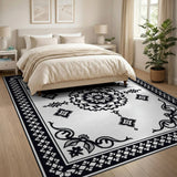 Mandala Ornate Black White Persian Mandala Rug