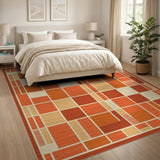 Orange Bold Orange Geometric Block Area Rug