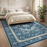 Blue and Teal Traditional Persian Blue Persian Medallion Area Rug