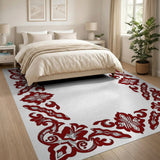 Red Ornate Red Persian Floral Border Rug