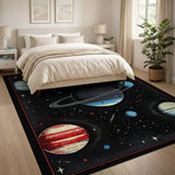 Retro Pixelated Cosmos Planets Area Rug