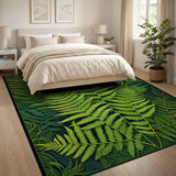 Floral Vintage Lush Fern Grove Green Area Rug