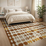 Brown Tan Geometric Heritage Tribal Rug