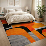 Geometric Modern Bold Orange Geometric Abstract Area Rug
