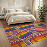 Rainbow Suitcase Geometric Area Rug