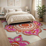 Pink Vibrant Pink Mandala Persian Area Rug