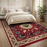 Red Peacock Medallion Persian Rug