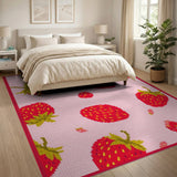 Playful Strawberry Scatter Pink Area Rug