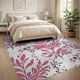 Pink Leaf and Berry Floral Area Rug