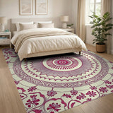 Vintage Pink Mandala Floral Area Rug
