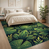 ODIKA Green Frog and Lily Pad Washable Area Rug - Non-Slip Low Pile Decor