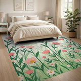 Blush Pink Cosmos Floral Area Rug