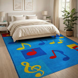 Playful Music Notes Kids Area Rug