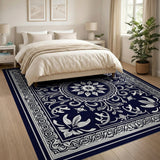 Navy Blue Traditional Persian Medallion Traditional Persian Rug